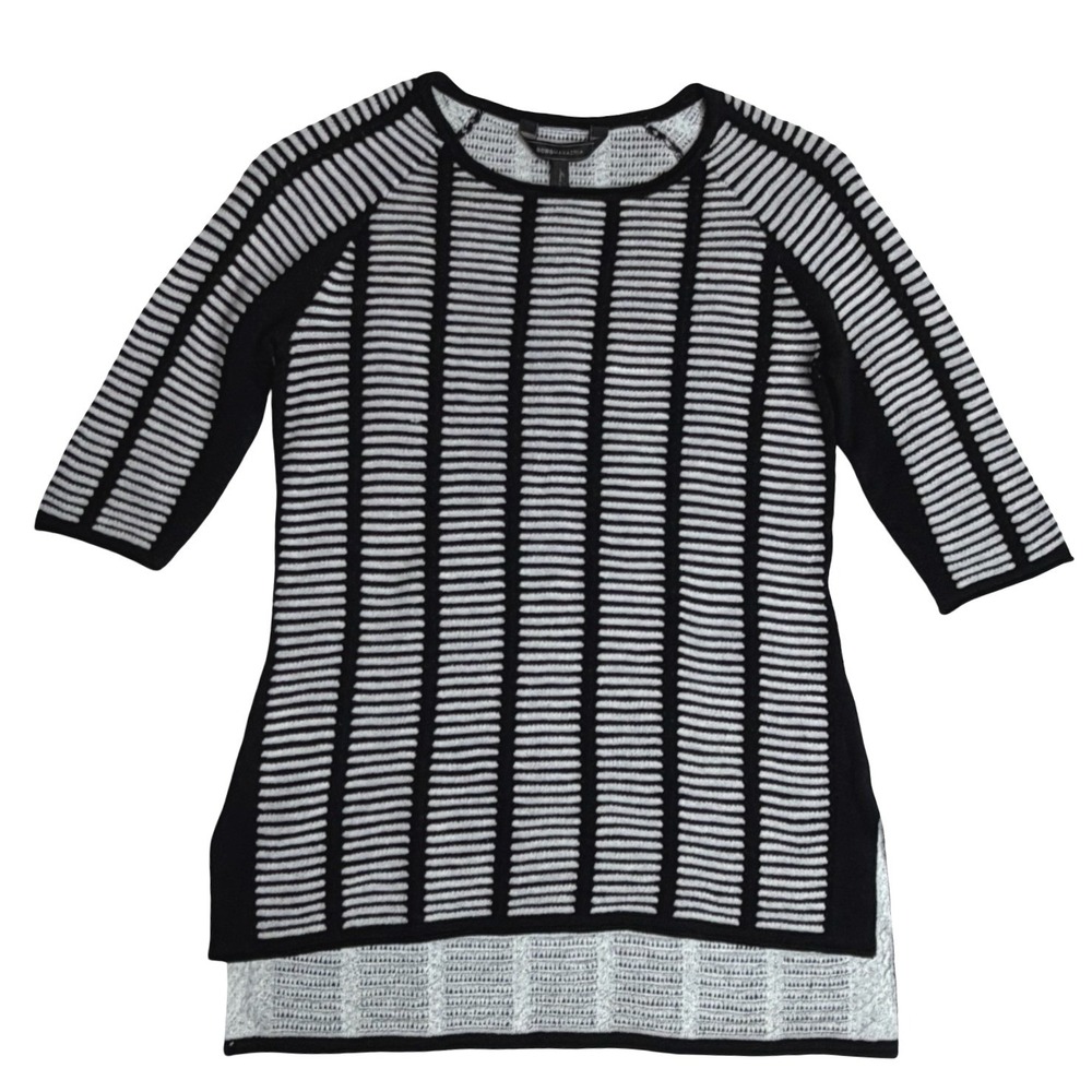 NWT BCBGMAXAZRIA Selby Striped Knit Tunic Black White Womens XS